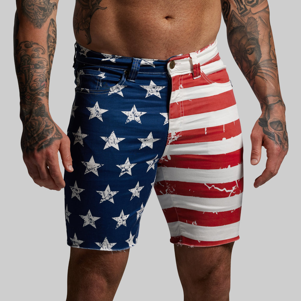 Flex Stretchy Jort 7" American Flag