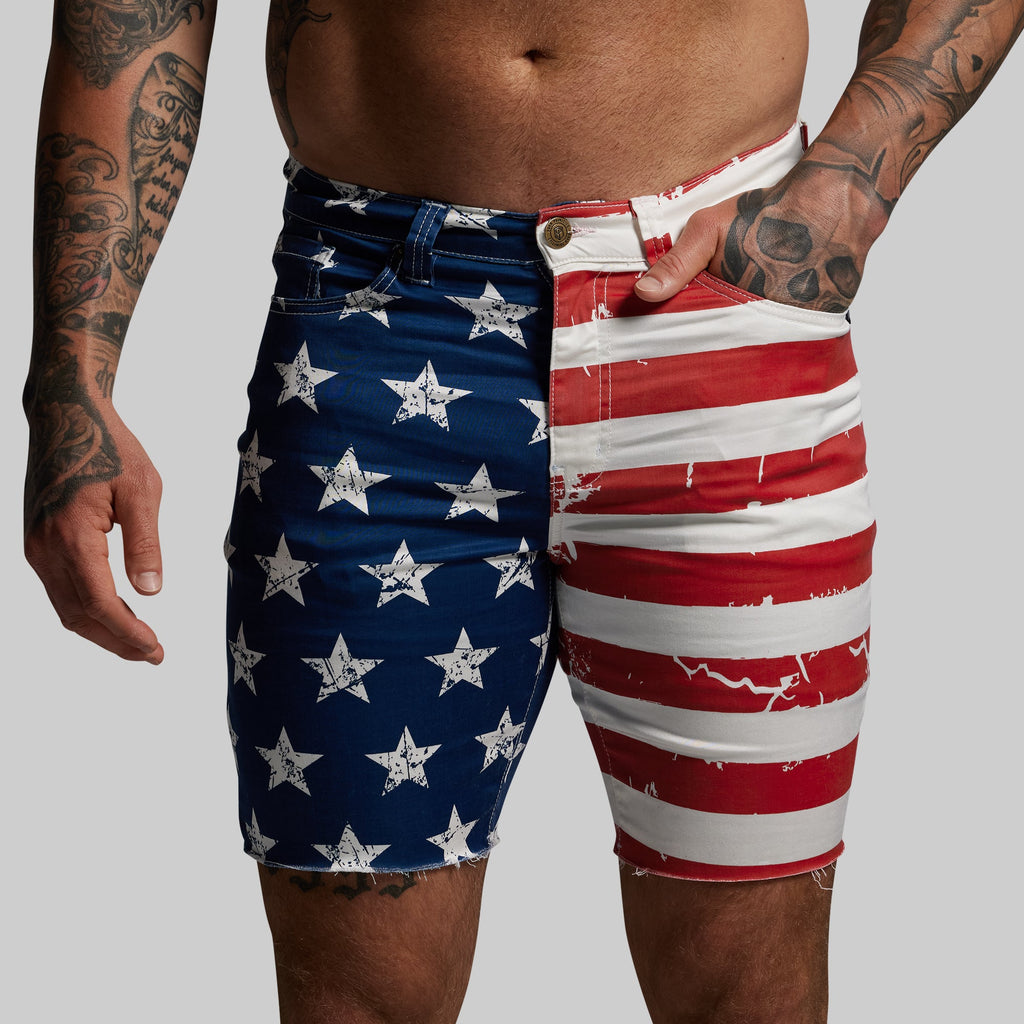 Flex Stretchy Jort 7" American Flag