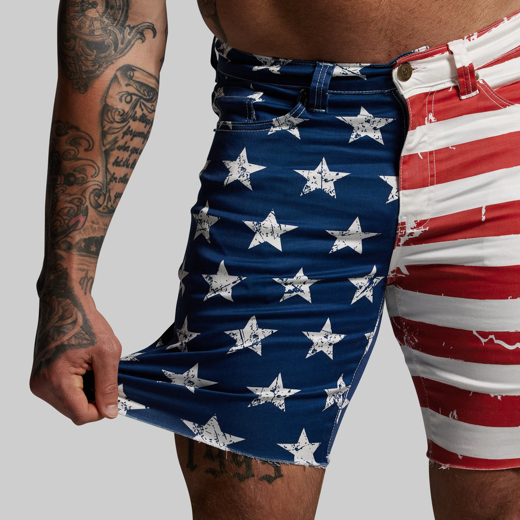 Flex Stretchy Jort 7" American Flag