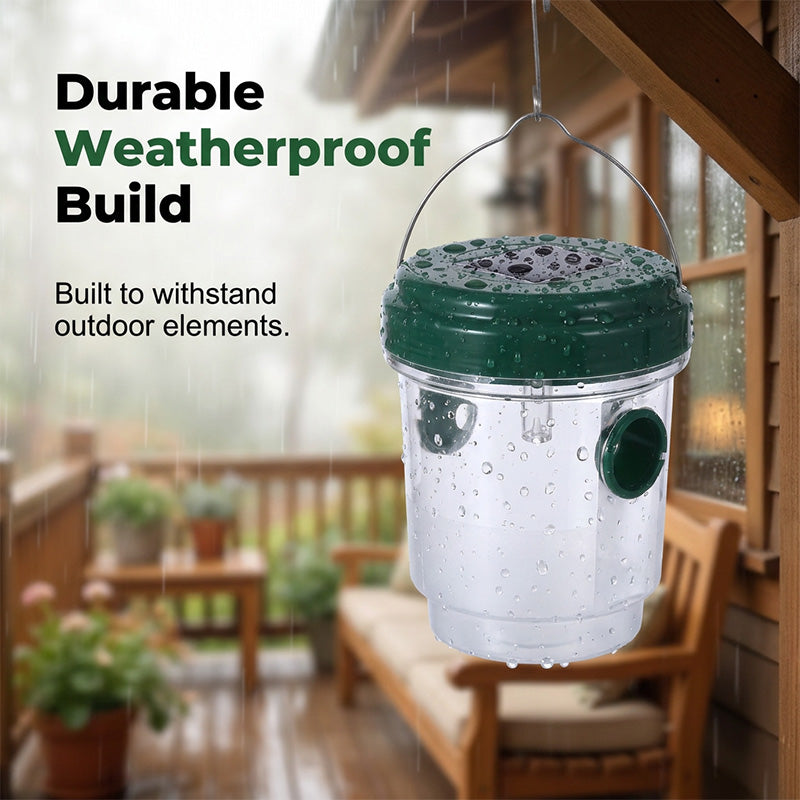 Solar-Powered Hanging Wasp Trap With Dual Entry Tunnels