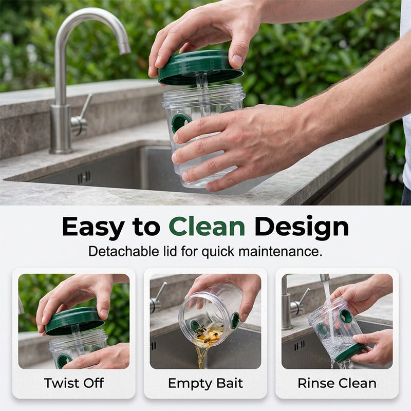 Solar-Powered Hanging Wasp Trap With Dual Entry Tunnels