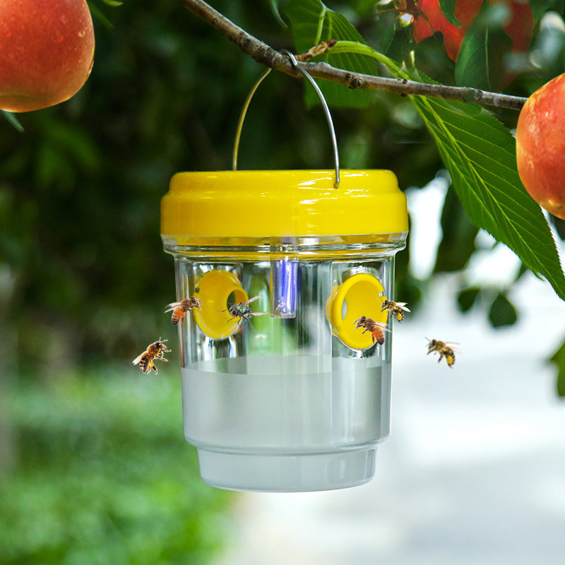 Solar-Powered Hanging Wasp Trap With Dual Entry Tunnels
