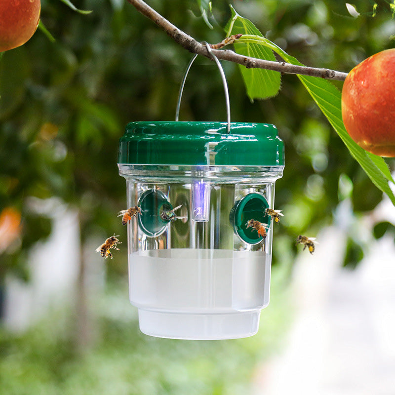 Solar-Powered Hanging Wasp Trap With Dual Entry Tunnels